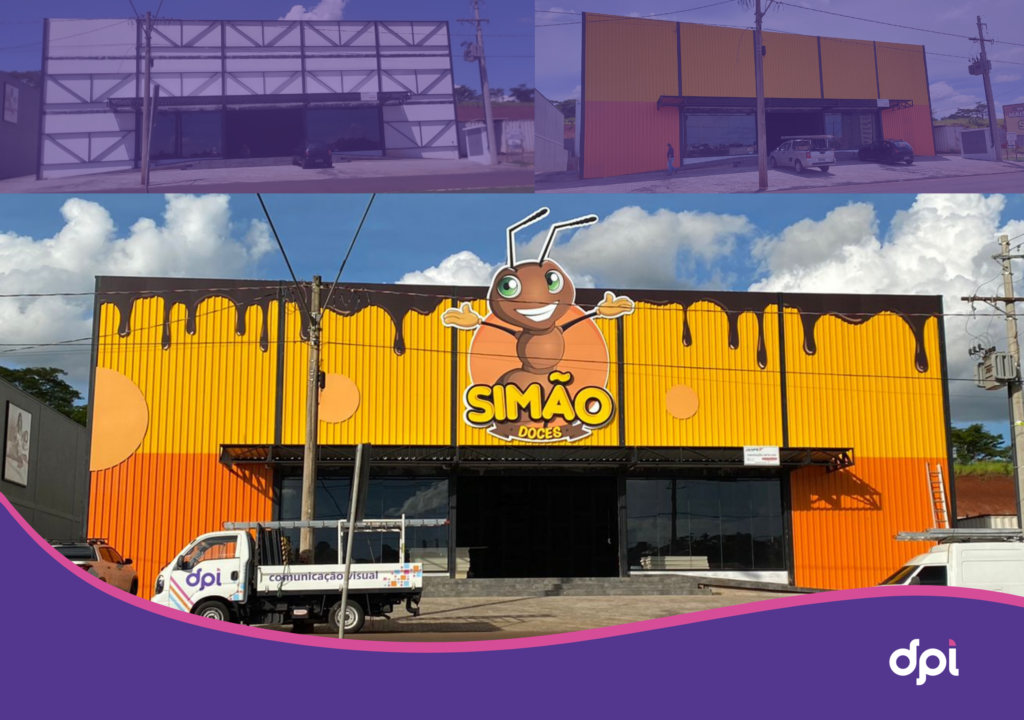 Fachada comercial com revestimento e letras-caixa, exemplo de fatores que influenciam quanto custa uma fachada comercial.